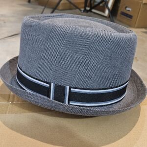 Chic Gray Bowler Hat with Black and White Band